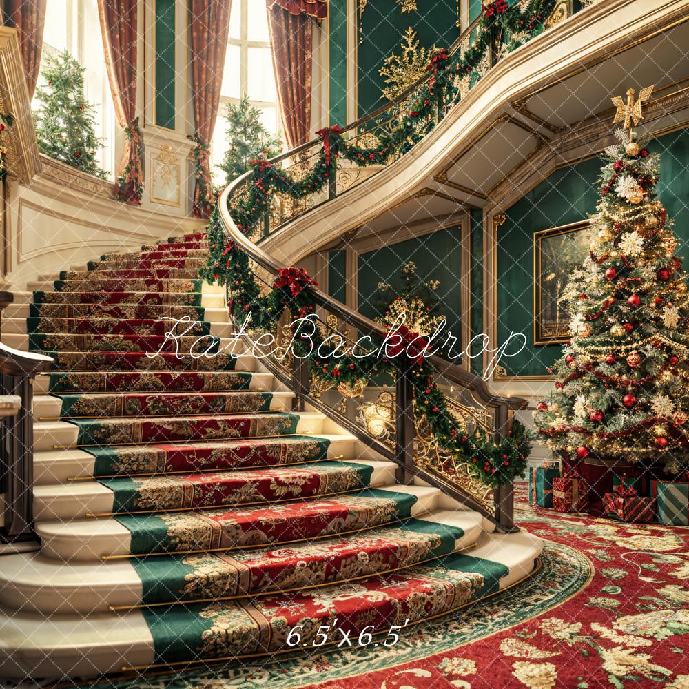 Kate Christmas Style Grand Staircase Backdrop Designed by Emetselch - Kate Backdrop AU
