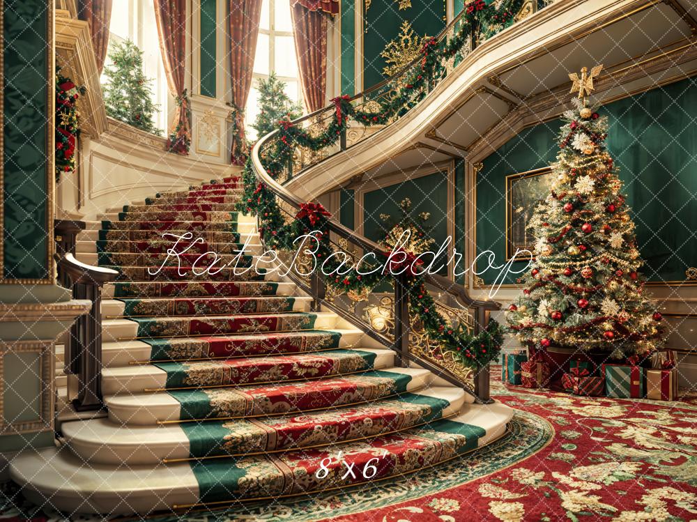 Kate Christmas Style Grand Staircase Backdrop Designed by Emetselch - Kate Backdrop AU