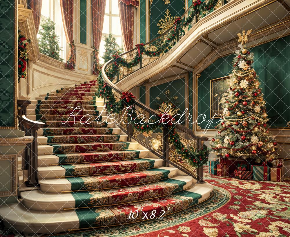 Kate Christmas Style Grand Staircase Backdrop Designed by Emetselch - Kate Backdrop AU