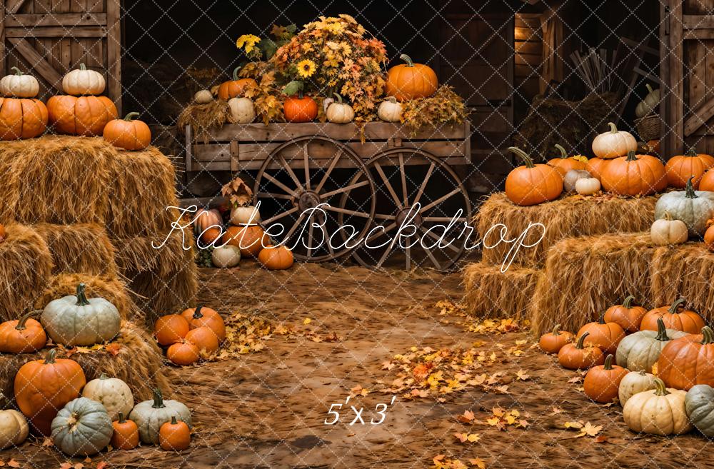 Kate Autumn Backdrop Pumpkin Haystack Designed by Chain Photography - Kate Backdrop AU
