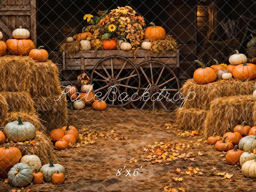 Kate Autumn Backdrop Pumpkin Haystack Designed by Chain Photography - Kate Backdrop AU