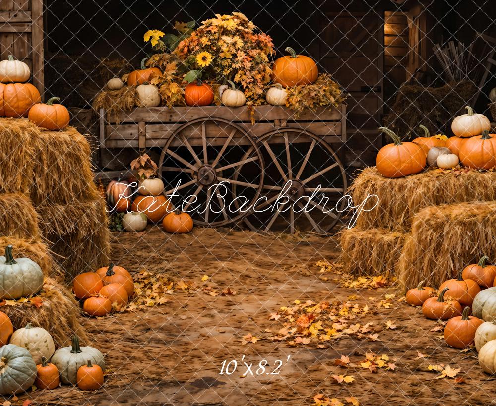 Kate Autumn Backdrop Pumpkin Haystack Designed by Chain Photography - Kate Backdrop AU