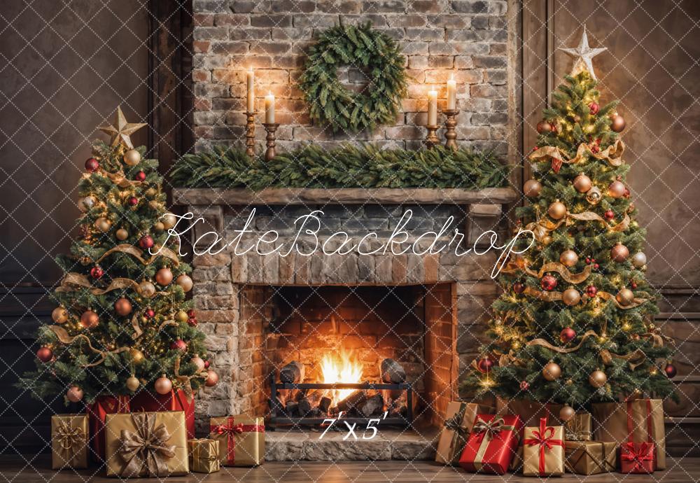 Kate Christmas Tree Fireplace Backdrop Designed by Emetselch - Kate Backdrop AU