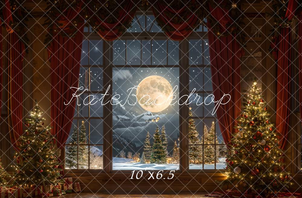 Kate Christmas Backdrop Full moon Outside Window Designed by Chain Photography - Kate Backdrop AU