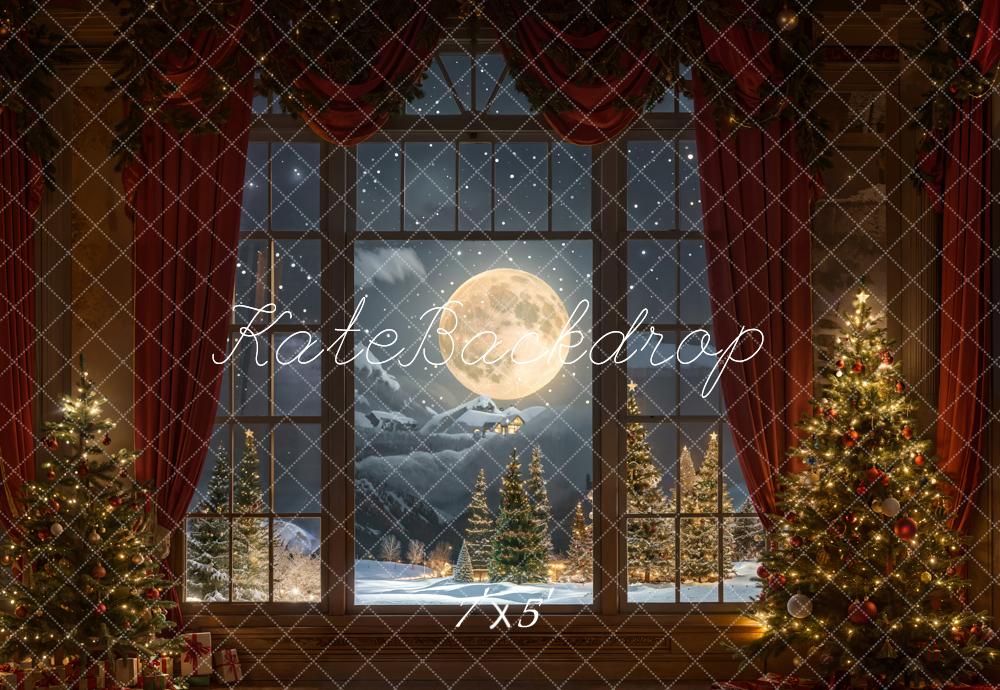 Kate Christmas Backdrop Full moon Outside Window Designed by Chain Photography - Kate Backdrop AU