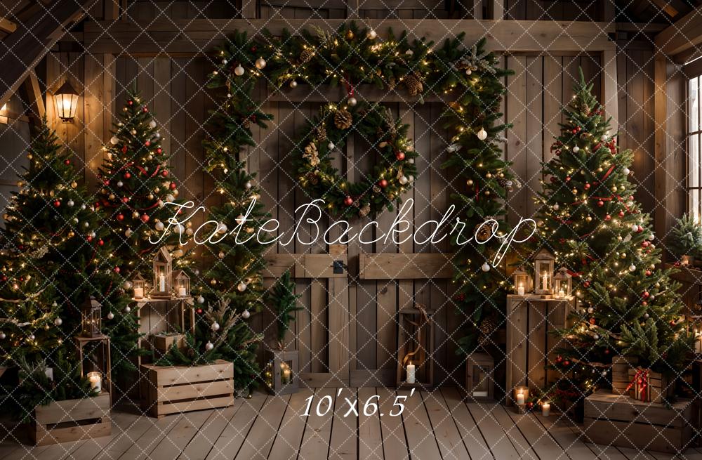 Kate Christmas Tree Wooden Door Backdrop Designed by Emetselch - Kate Backdrop AU