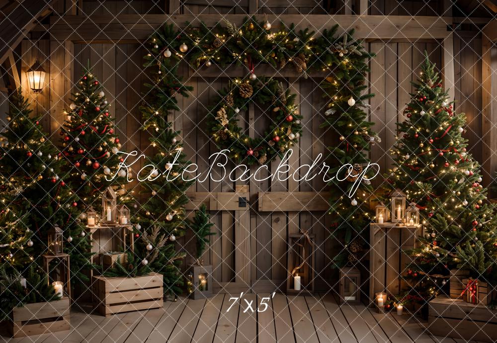 Kate Christmas Tree Wooden Door Backdrop Designed by Emetselch - Kate Backdrop AU