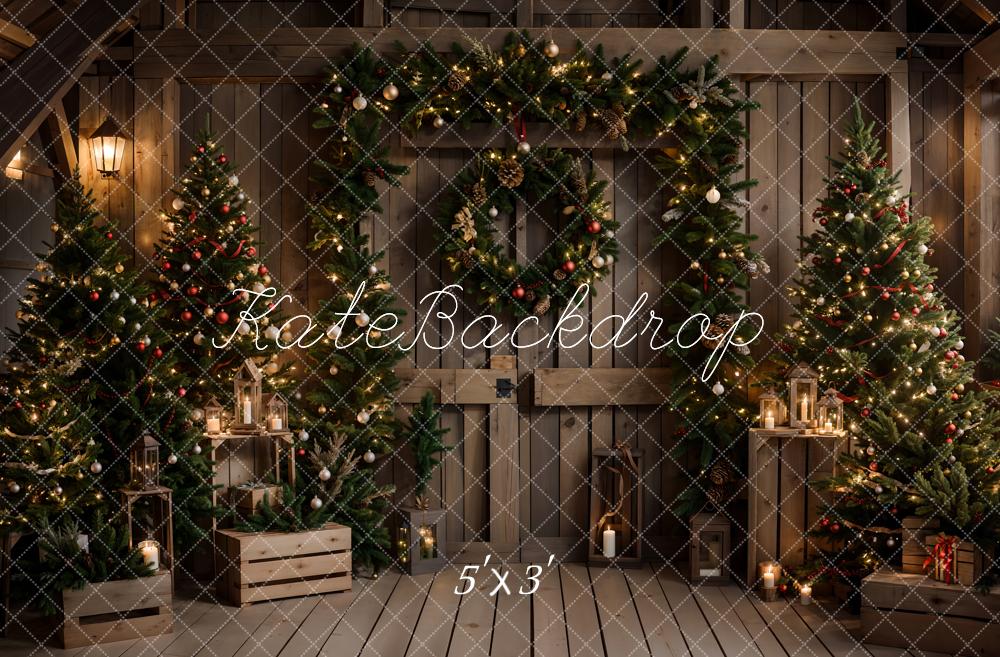 Kate Christmas Tree Wooden Door Backdrop Designed by Emetselch - Kate Backdrop AU