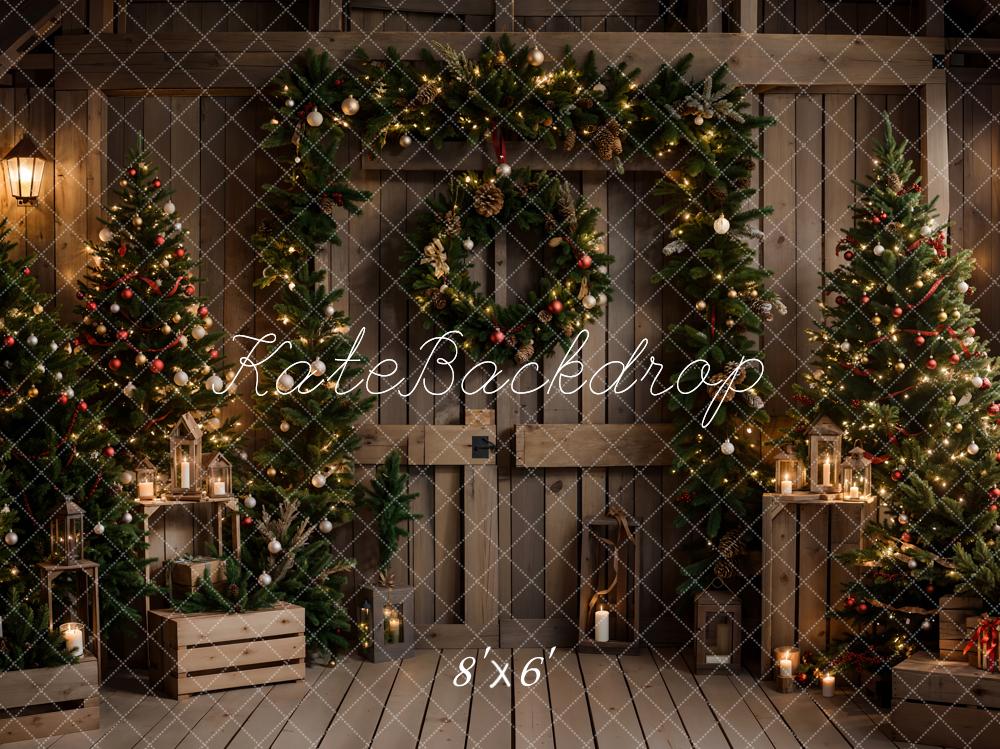 Kate Christmas Tree Wooden Door Backdrop Designed by Emetselch - Kate Backdrop AU