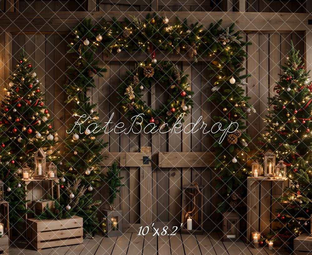 Kate Christmas Tree Wooden Door Backdrop Designed by Emetselch - Kate Backdrop AU