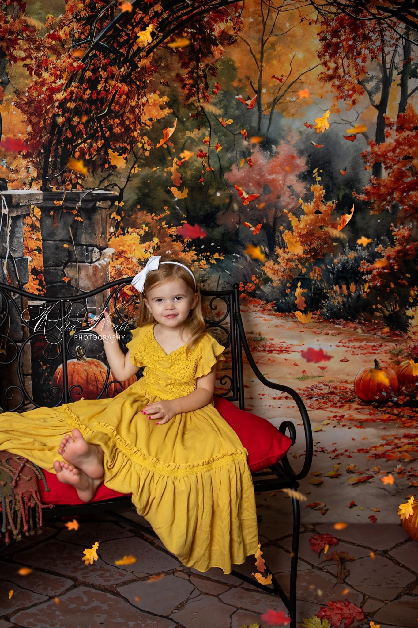 Kate Watercolor Autumn Forest Pumpkin Arch Backdrop Designed by GQ - Kate Backdrop AU