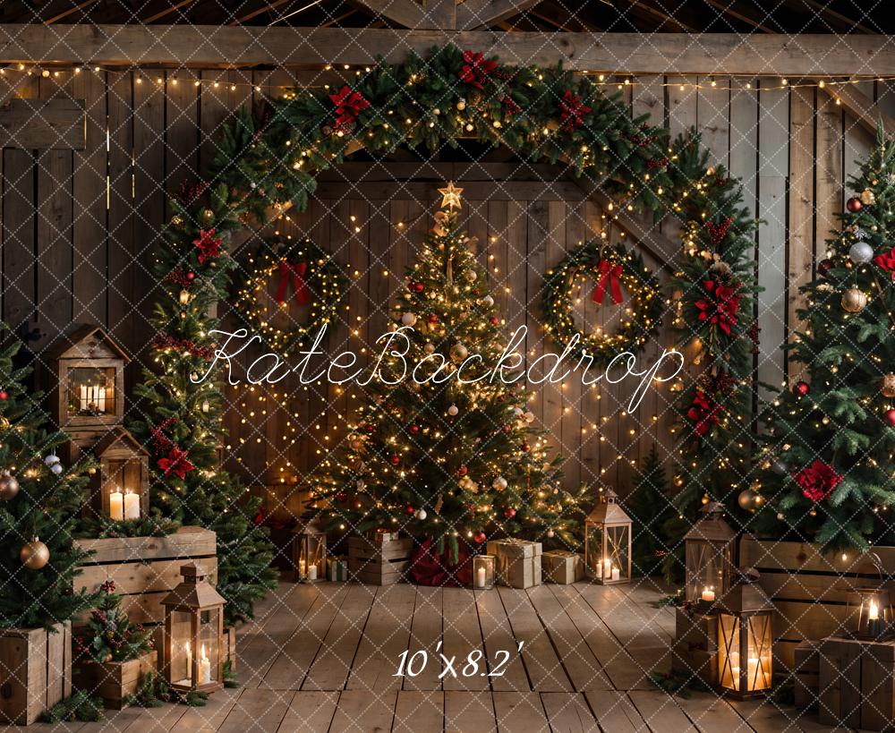 Kate Christmas Backdrop Wooden Arched Barn Door Designed by Chain Photography - Kate Backdrop AU