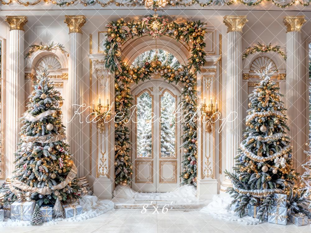 Kate Winter Christmas Tree Backdrop Retro Grand Door Designed by Chain Photography - Kate Backdrop AU