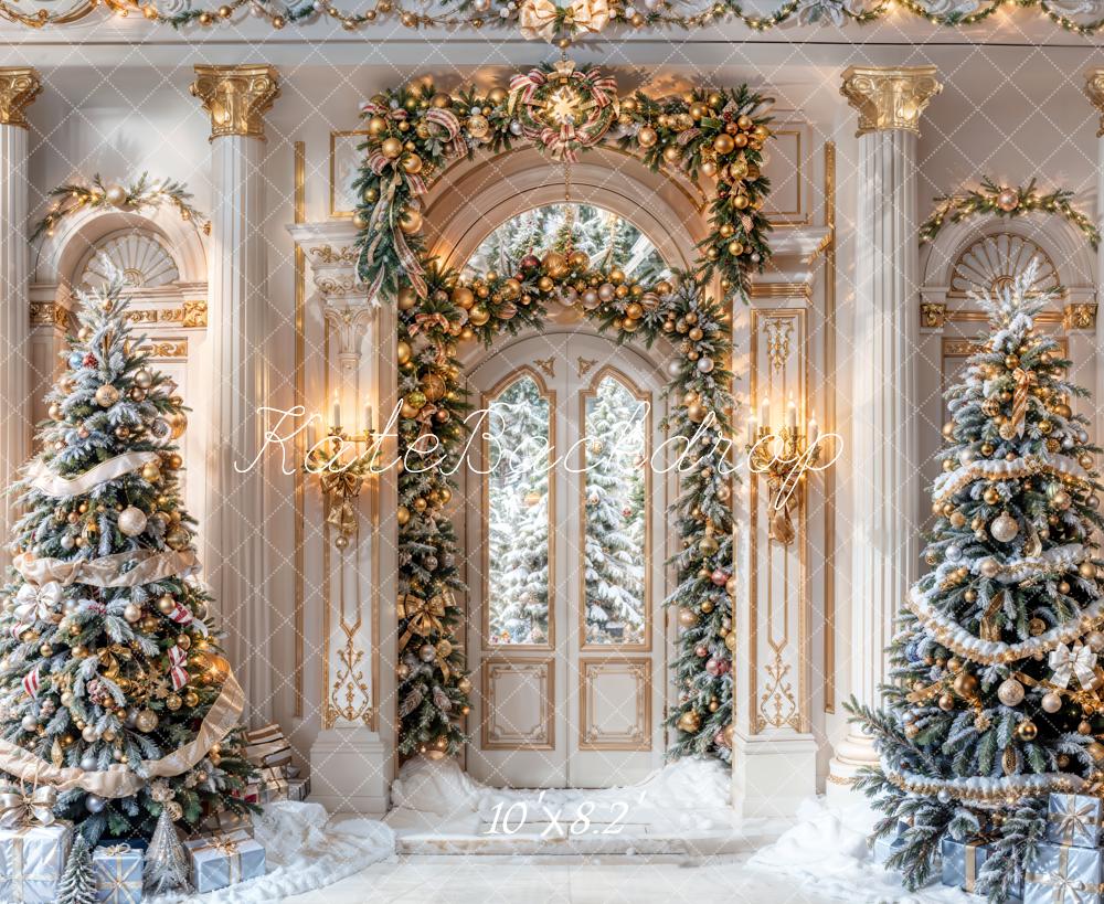 Kate Winter Christmas Tree Backdrop Retro Grand Door Designed by Chain Photography - Kate Backdrop AU