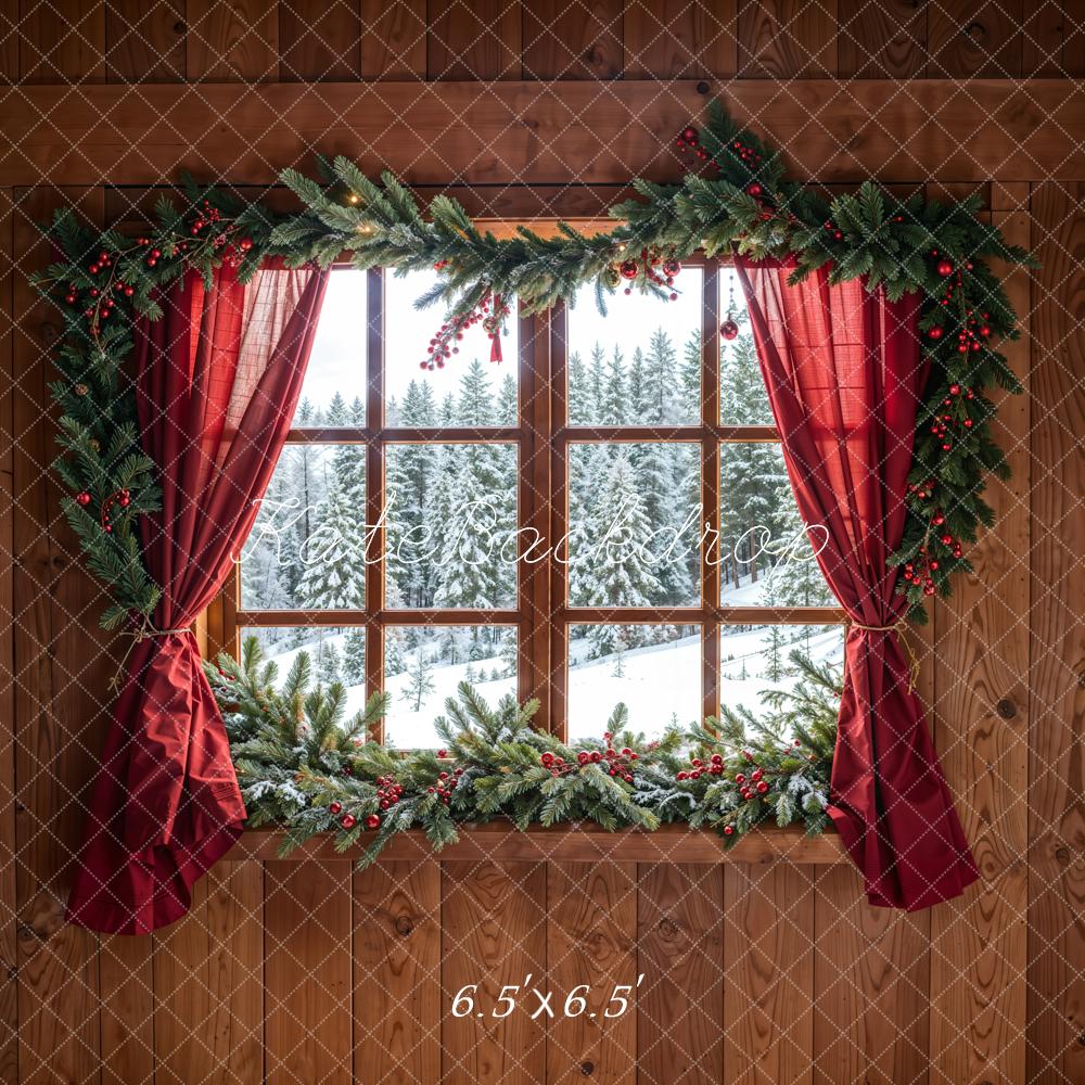 Kate Cabin Window Forest Snow Backdrop Designed by Chain Photography - Kate Backdrop AU
