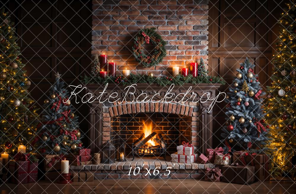 Kate Christmas Brick Fireplace Backdrop Designed by Emetselch - Kate Backdrop AU