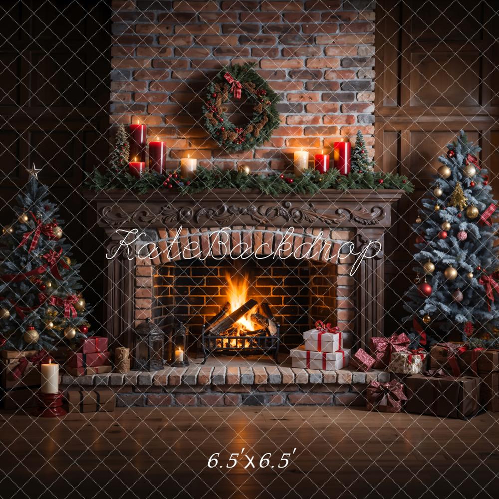 Kate Christmas Brick Fireplace Backdrop Designed by Emetselch - Kate Backdrop AU