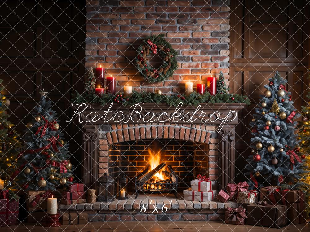 Kate Christmas Brick Fireplace Backdrop Designed by Emetselch - Kate Backdrop AU