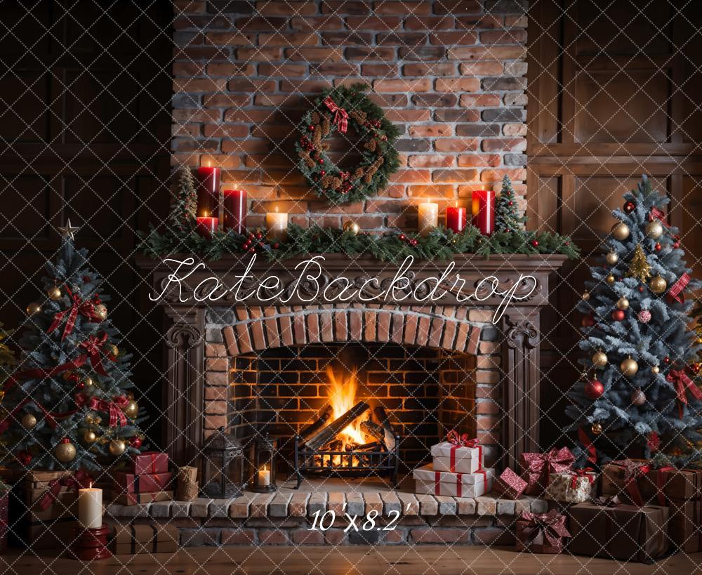 Kate Christmas Brick Fireplace Backdrop Designed by Emetselch - Kate Backdrop AU