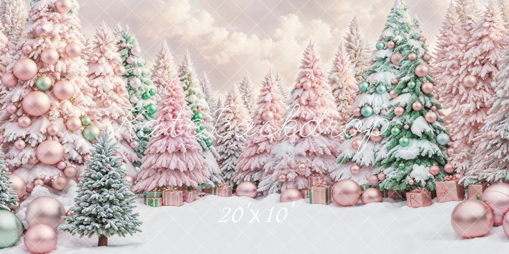 Kate Pink Christmas Tree Snow Backdrop Designed by Chain Photography - Kate Backdrop AU