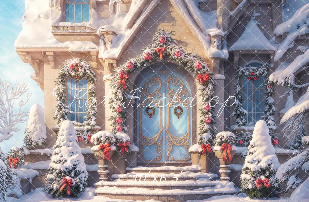 Kate Christmas Cottage Snow Backdrop Designed by Chain Photography - Kate Backdrop AU