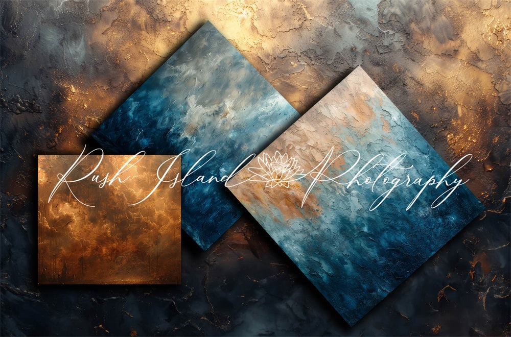 Kate 3 Square Gold and Blue Backdrop Designed by Laura Bybee - Kate Backdrop AU