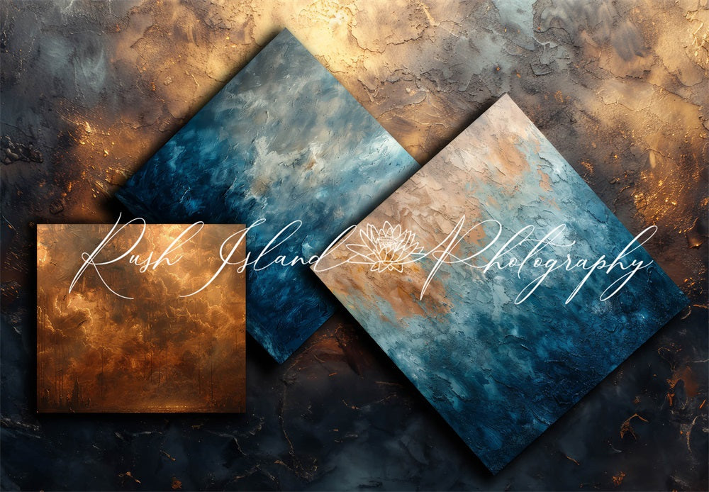 Kate 3 Square Gold and Blue Backdrop Designed by Laura Bybee - Kate Backdrop AU