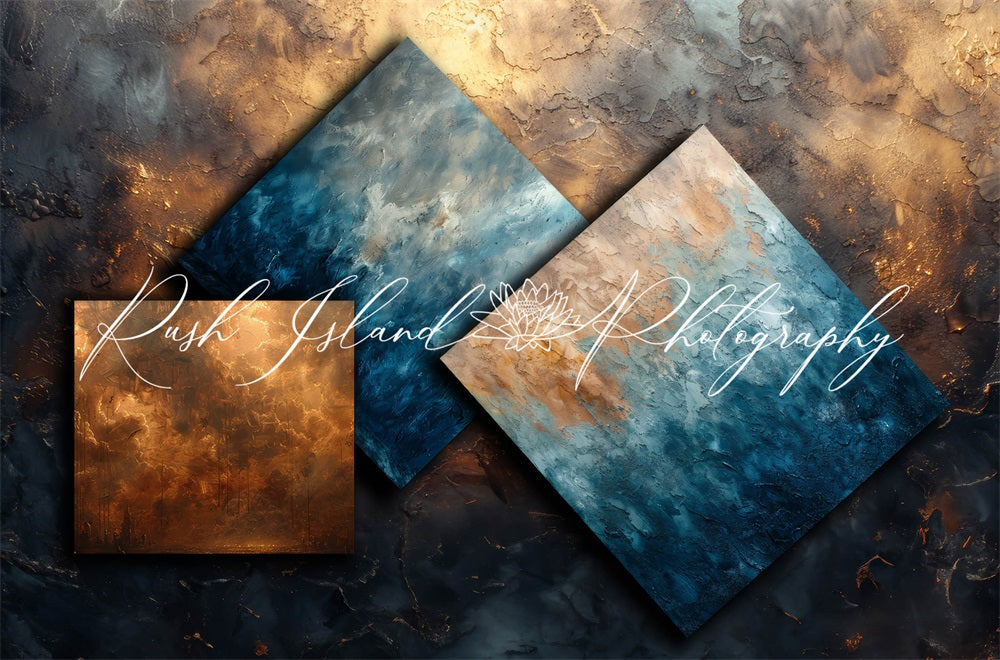 Kate 3 Square Gold and Blue Backdrop Designed by Laura Bybee - Kate Backdrop AU