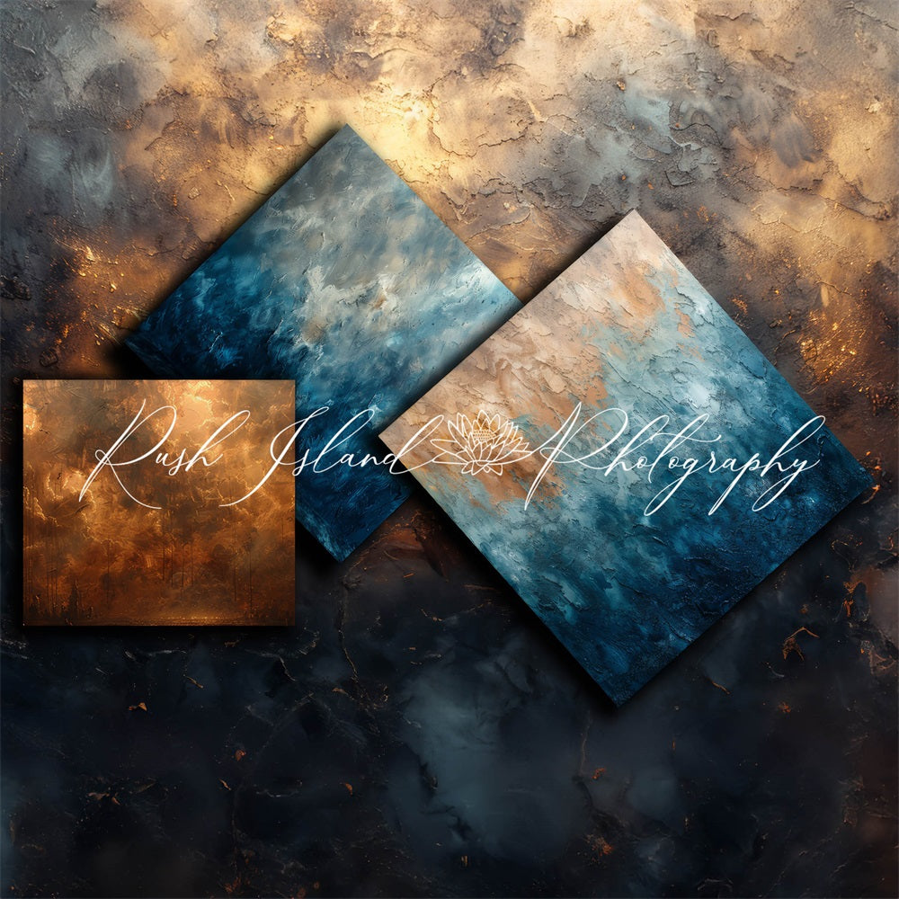 Kate 3 Square Gold and Blue Backdrop Designed by Laura Bybee - Kate Backdrop AU