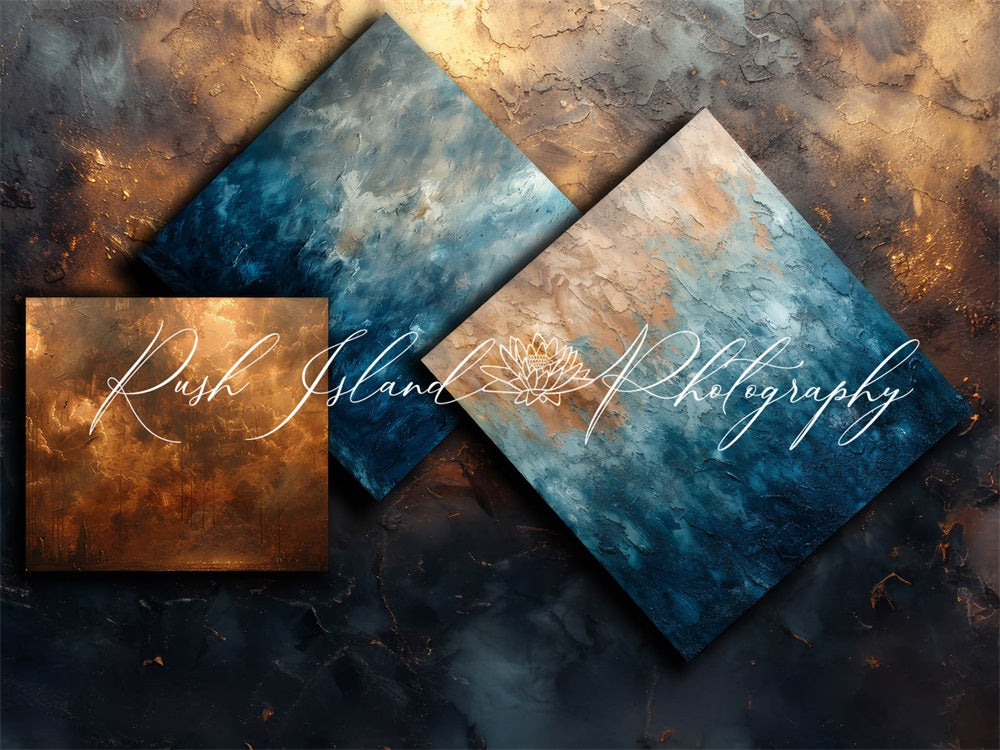 Kate 3 Square Gold and Blue Backdrop Designed by Laura Bybee - Kate Backdrop AU