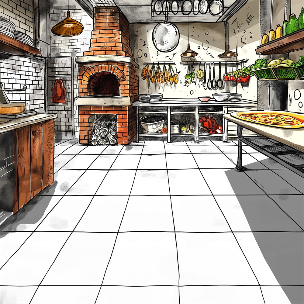 Kate Pizza Restaurant Backdrop for Photography Designed by Kerry Anderson - Kate Backdrop AU