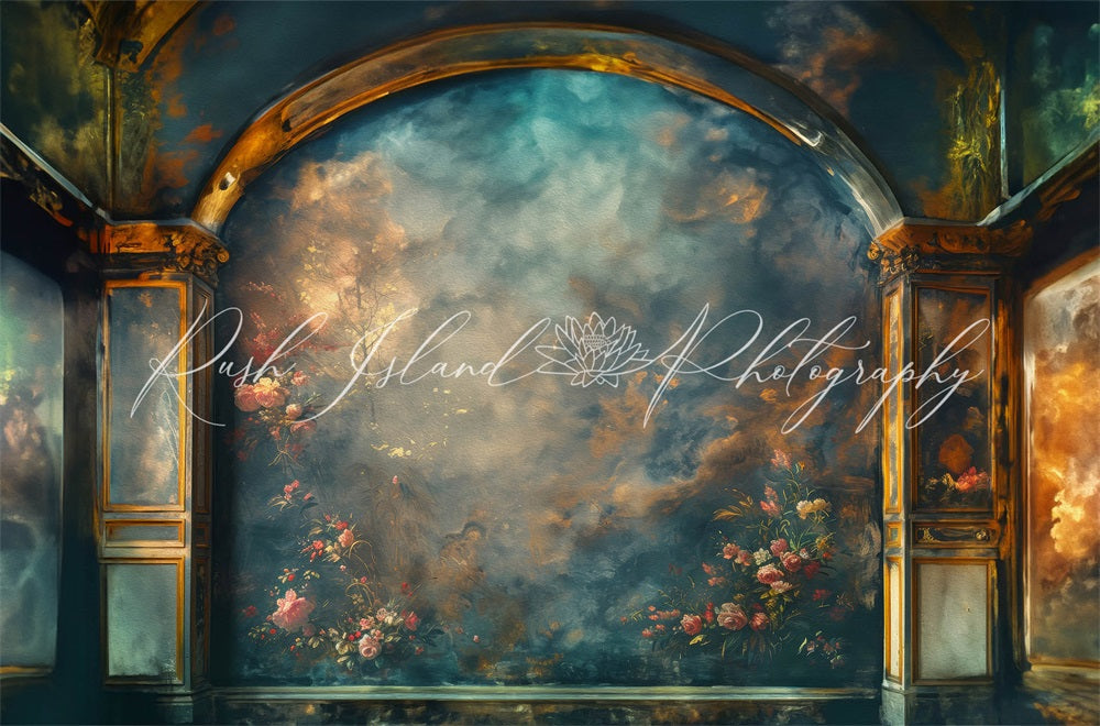 Kate Classic Backdrop Dark Vintage Floral Wall Painterly Style Designed by Laura Bybee - Kate Backdrop AU