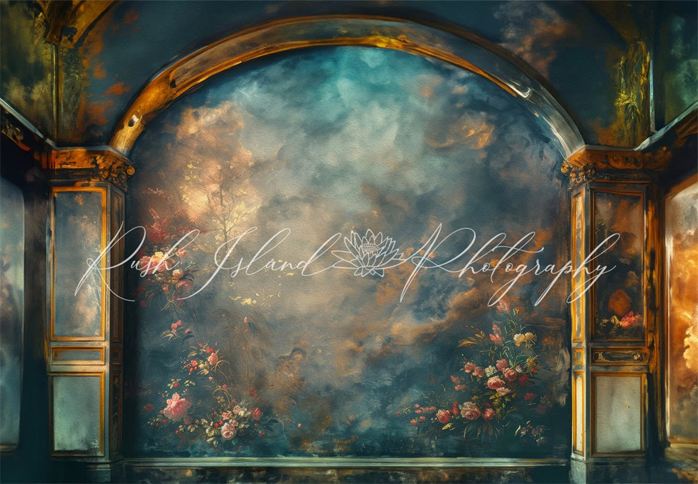 Kate Classic Backdrop Dark Vintage Floral Wall Painterly Style Designed by Laura Bybee - Kate Backdrop AU