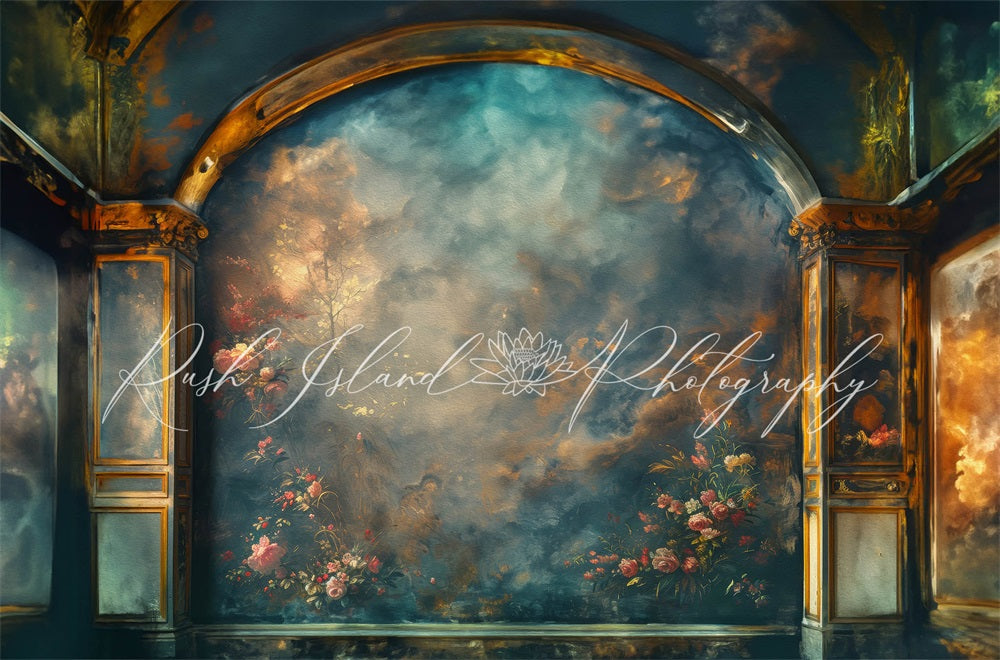 Kate Classic Backdrop Dark Vintage Floral Wall Painterly Style Designed by Laura Bybee - Kate Backdrop AU