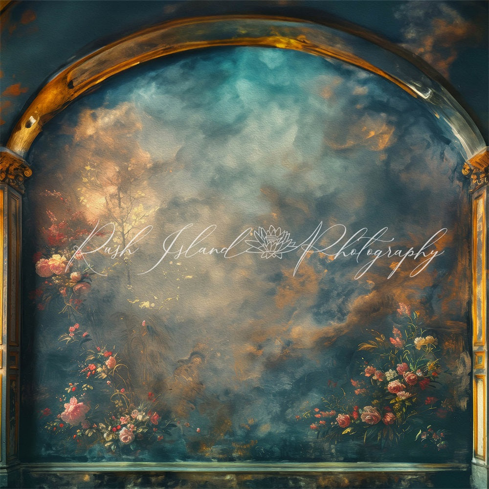 Kate Classic Backdrop Dark Vintage Floral Wall Painterly Style Designed by Laura Bybee - Kate Backdrop AU