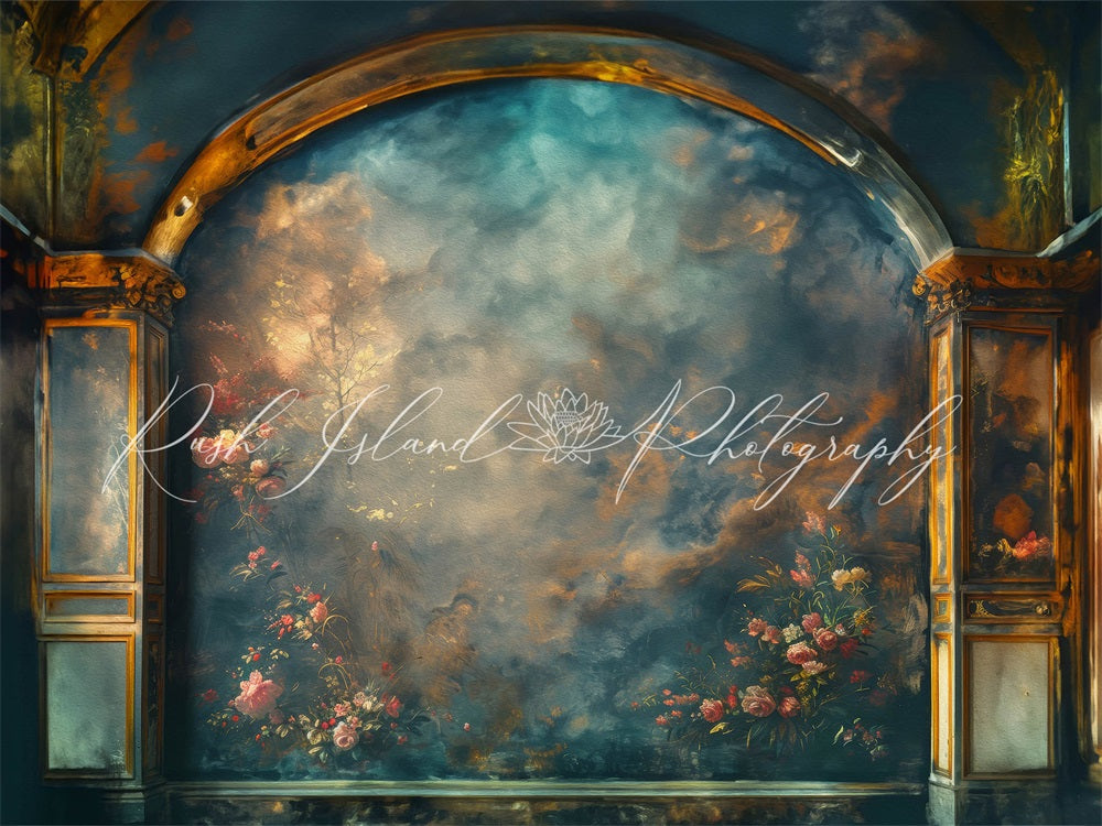 Kate Classic Backdrop Dark Vintage Floral Wall Painterly Style Designed by Laura Bybee - Kate Backdrop AU