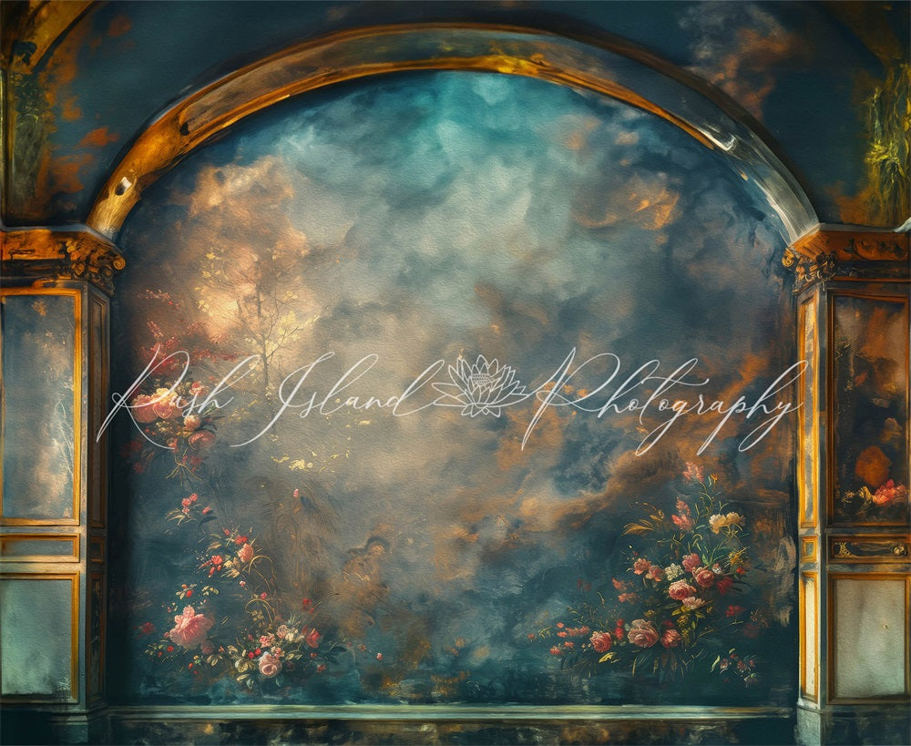 Kate Classic Backdrop Dark Vintage Floral Wall Painterly Style Designed by Laura Bybee - Kate Backdrop AU