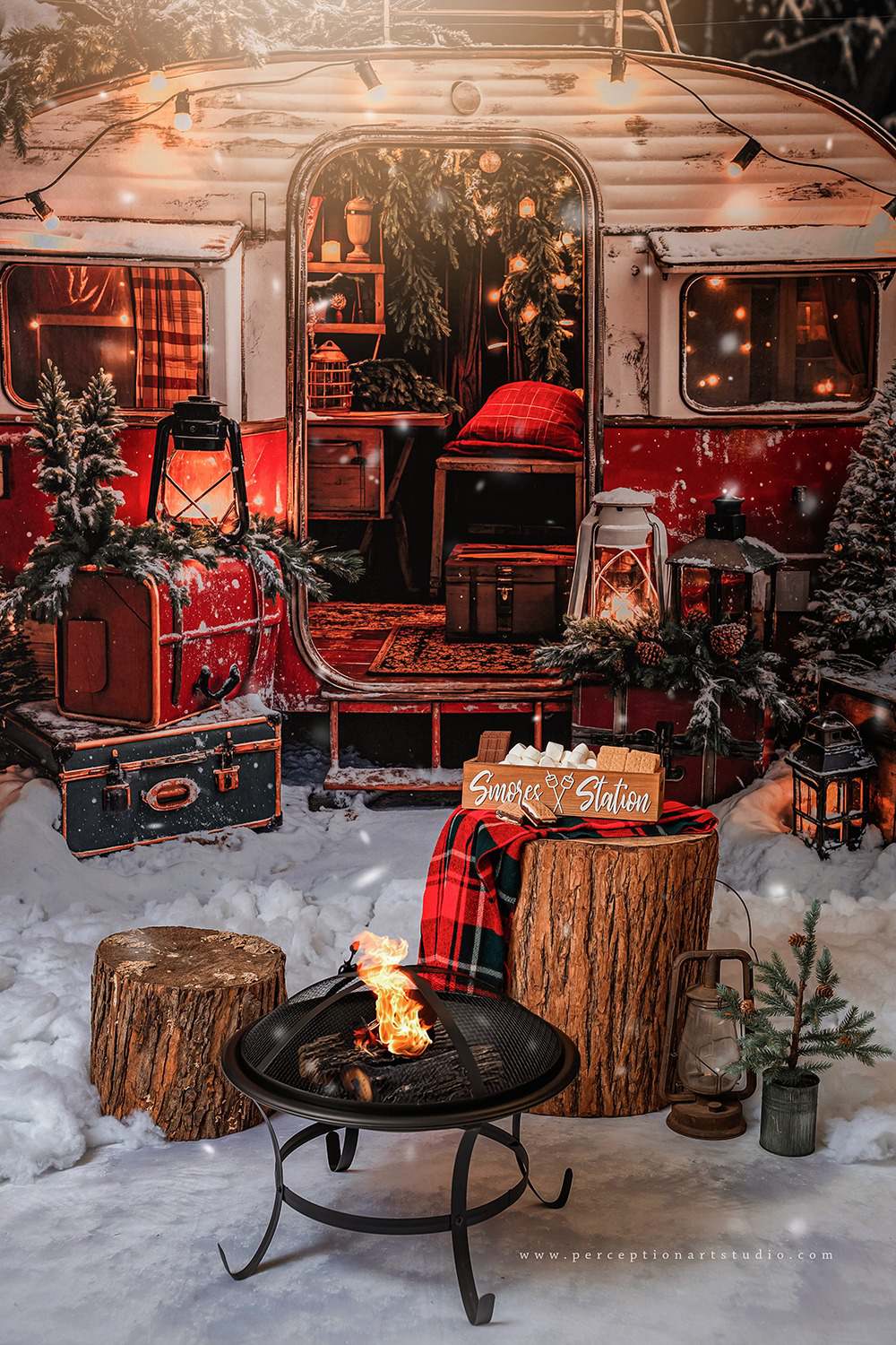 Kate Christmas Camping Car Backdrop Designed by Emetselch - Kate Backdrop AU