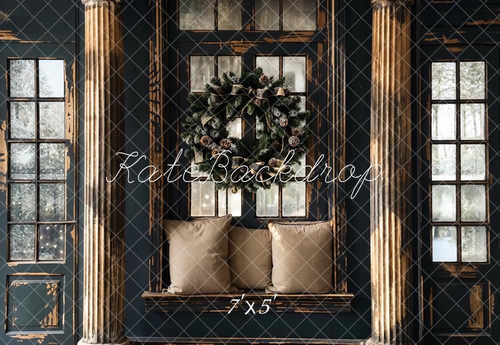 Kate Christmas Black Retro Shabby Wooden Backdrop Designed by Emetselch - Kate Backdrop AU