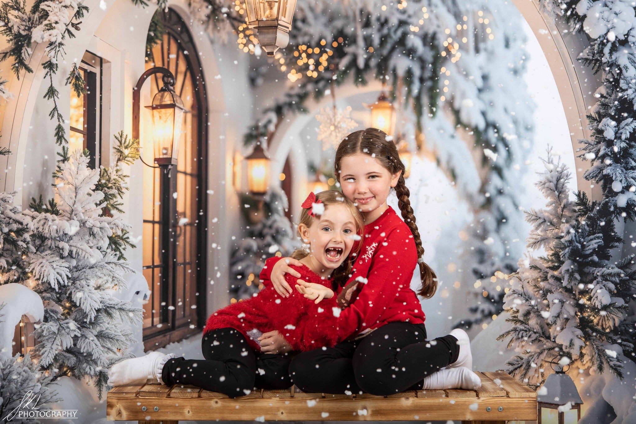 Kate Christmas Winter Snow Arch Backdrop Designed by Emetselch
