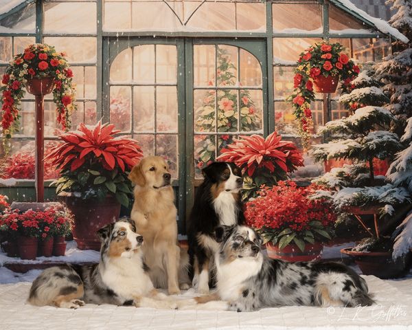 Kate Winter Snow Red Flower Greenhouse Backdrop Designed by GQ - Kate Backdrop AU