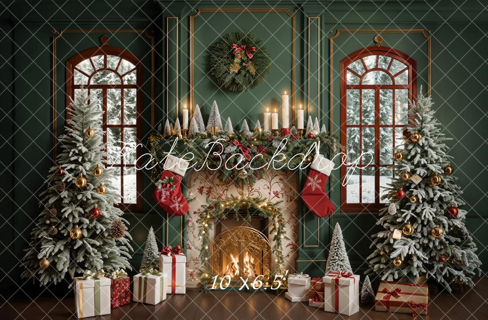 Kate Green Christmas Fireplace Backdrop Designed by Emetselch - Kate Backdrop AU