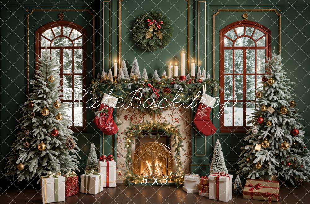 Kate Green Christmas Fireplace Backdrop Designed by Emetselch - Kate Backdrop AU