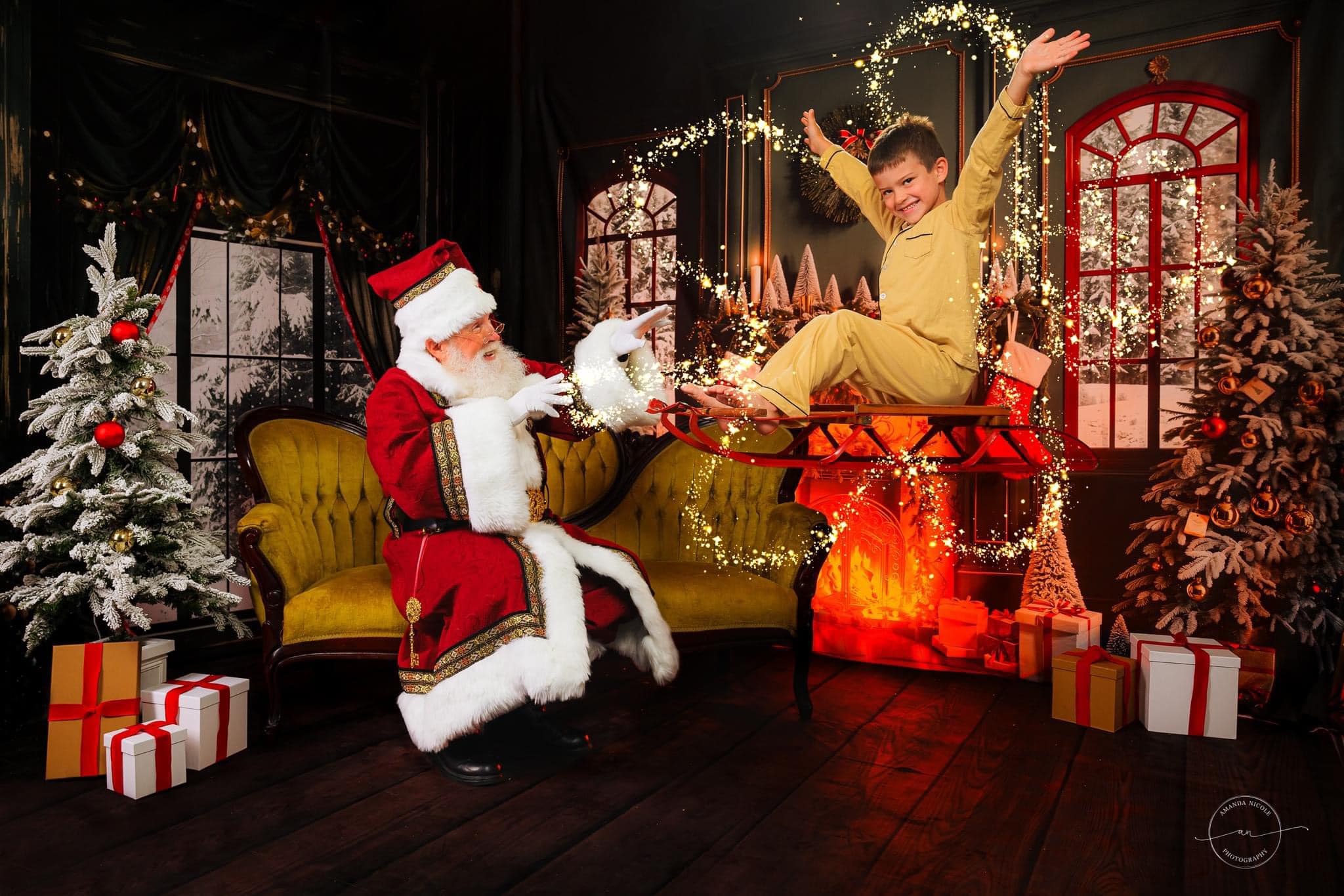 Kate Christmas Tree Green Wall Window Room Set(8ftx8ft&10ftx8ft&8ftx10ft) - Kate Backdrop AU