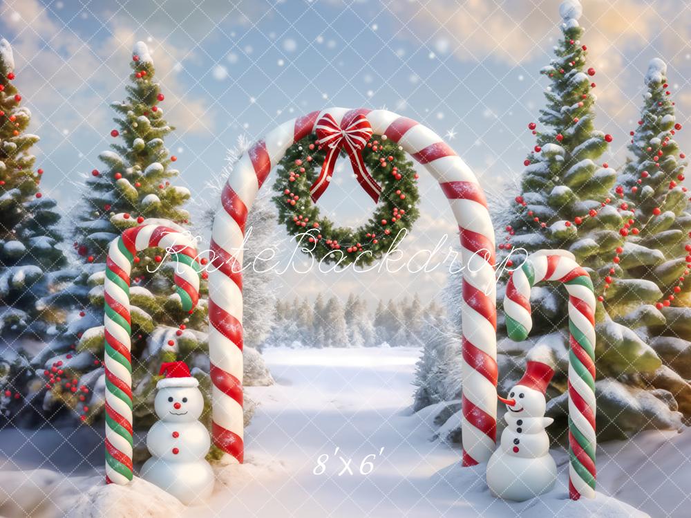 Kate Christmas Tree Snowman Candy Arch Backdrop Designed by Chain Photography - Kate Backdrop AU