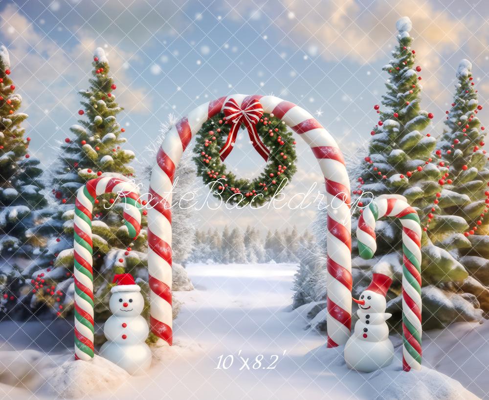 Kate Christmas Tree Snowman Candy Arch Backdrop Designed by Chain Photography - Kate Backdrop AU