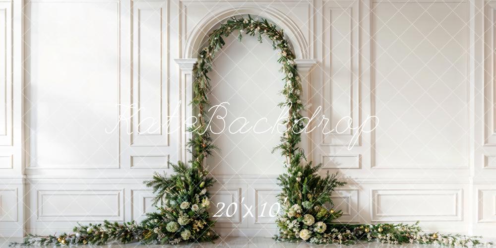 Kate Christmas Green Arch White Wall Backdrop Designed by Emetselch - Kate Backdrop AU