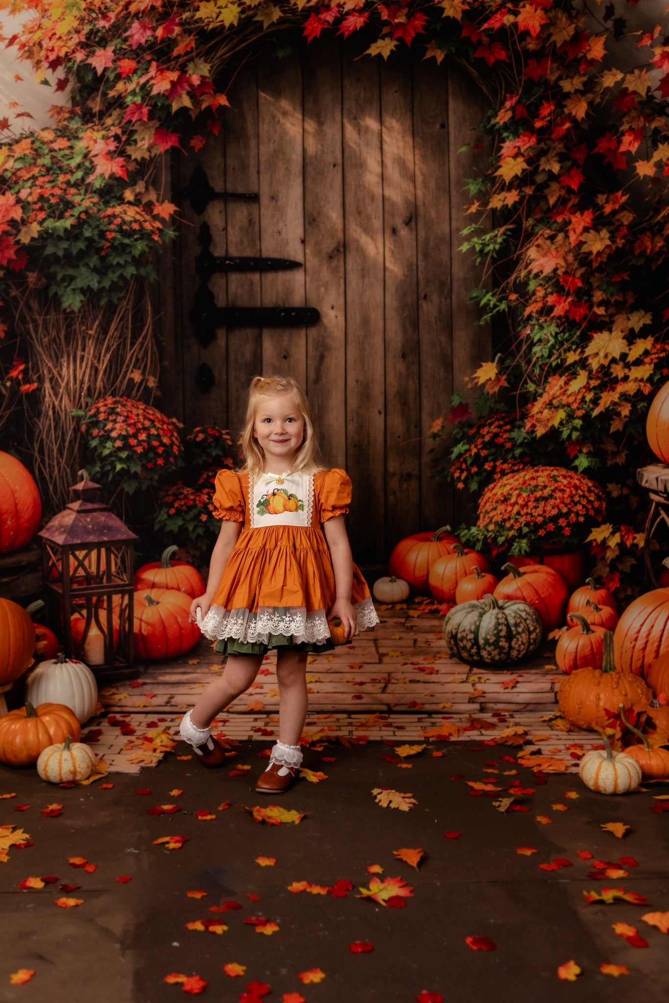 Kate Autumn Maple Leaf Pumpkin Backdrop Designed by Emetselch - Kate Backdrop AU