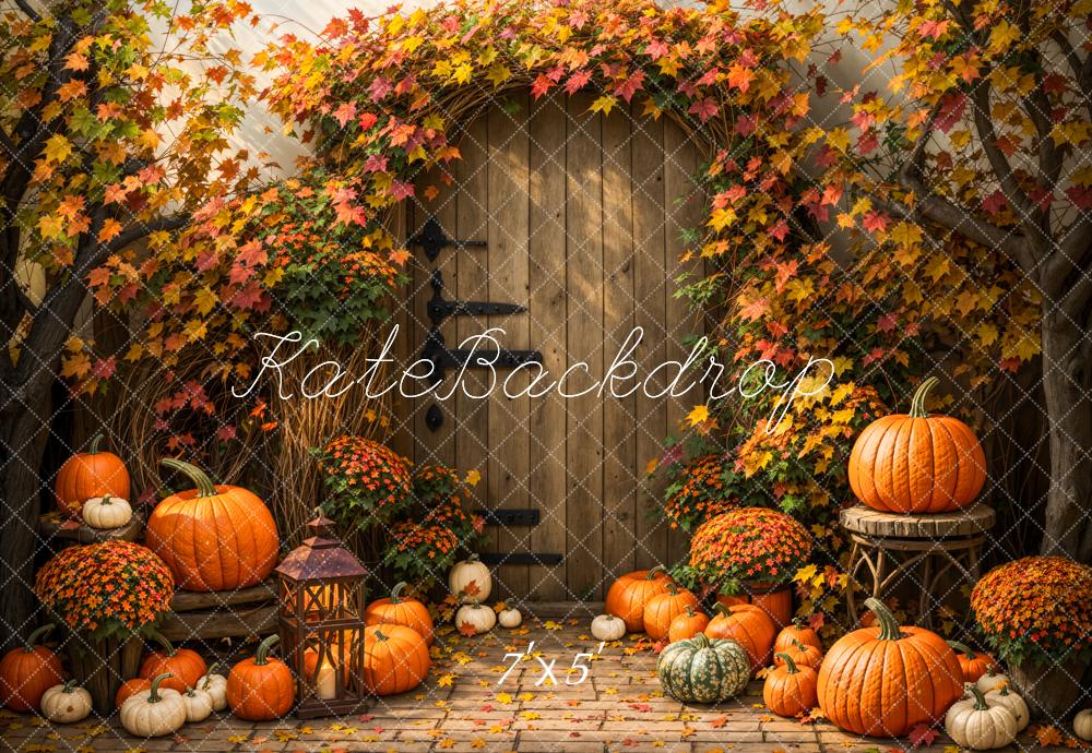 Kate Autumn Maple Leaf Pumpkin Backdrop Designed by Emetselch - Kate Backdrop AU