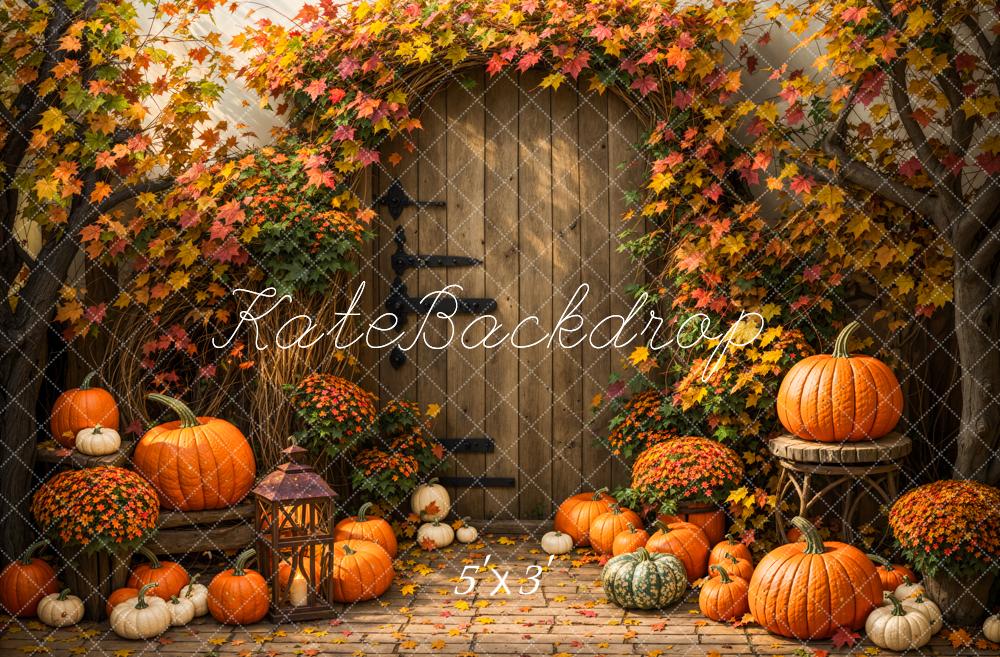 Kate Autumn Maple Leaf Pumpkin Backdrop Designed by Emetselch - Kate Backdrop AU